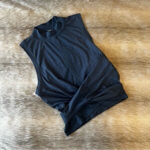 LULULEMON Blue Time to Restore Mock Neck Wrap Around Tie Back Tank Top Bra 4